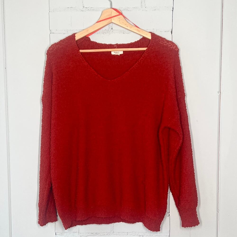 Altar'd State debut Pointelle Knit Pullover V Neck Sweater Small Medium Orange